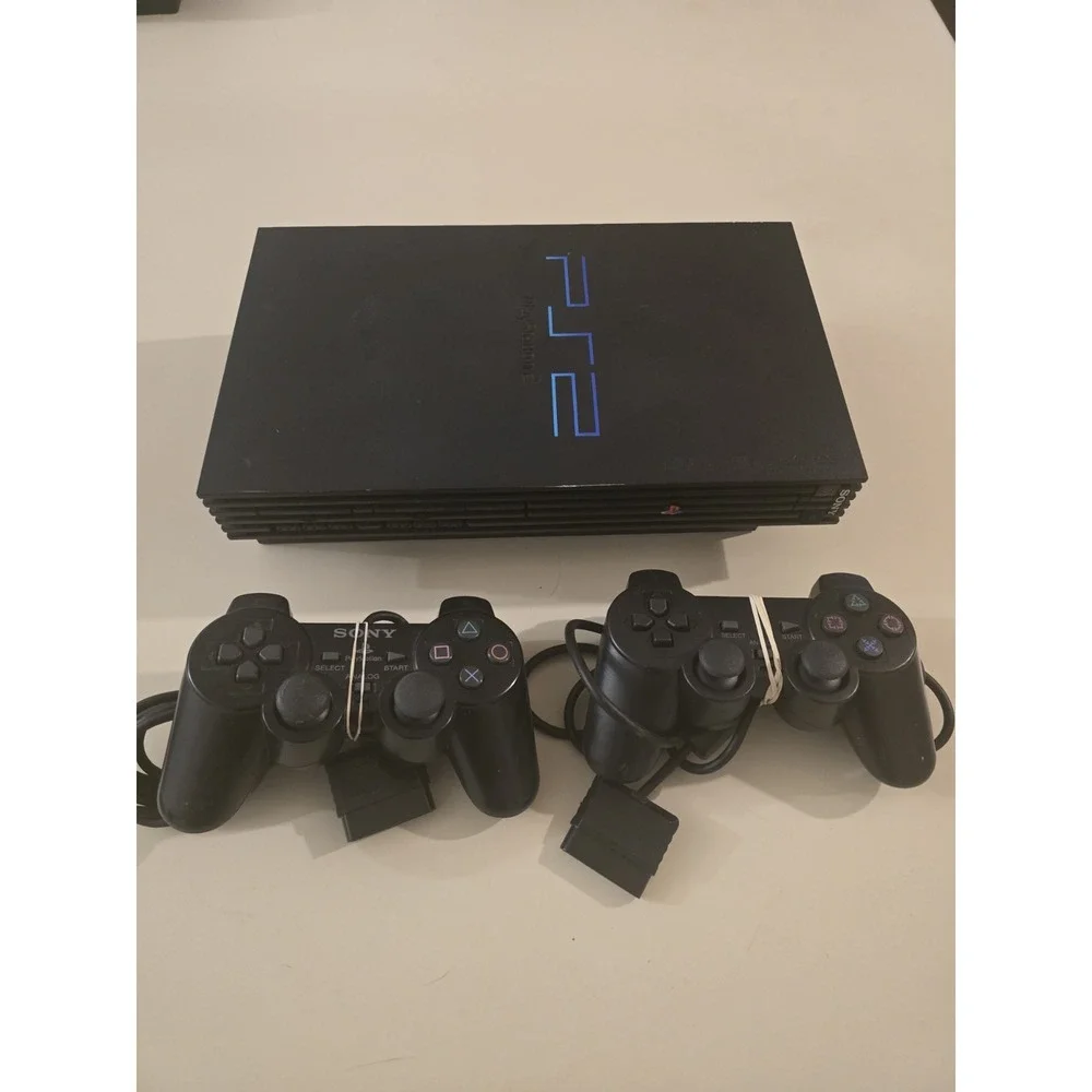 PlayStation 2 PS2 Fat Console Bundle 2 Controllers and Wires 1 Game TESTED